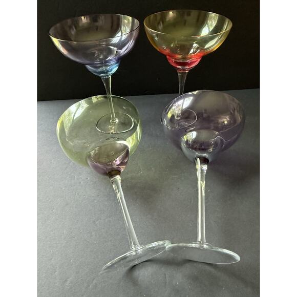 Cirlceware Design Made In Romania Ombre Margarita Glasses Set (4) Cocktail - Picture 3 of 8